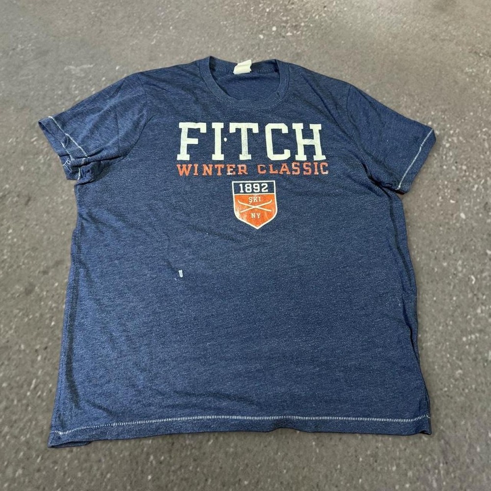 Abercrombie & Fitch Mens 2XL Navy Blue Muscle Fit Winter Classic Ski T-Shirt Y2K